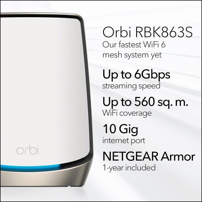 Netgear Orbi AX6000 Tri-band Mesh WiFi 6 System White 3 Pack