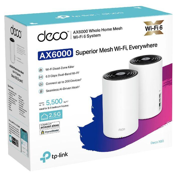 TP Link Deco X80 AX6000 Whole Home Mesh WiFi 6 System 2 Pack