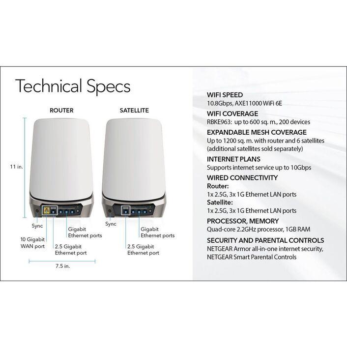 NETGEAR Orbi AXE11000 Quad-Band Mesh Wi-Fi 6E System 3 Pack