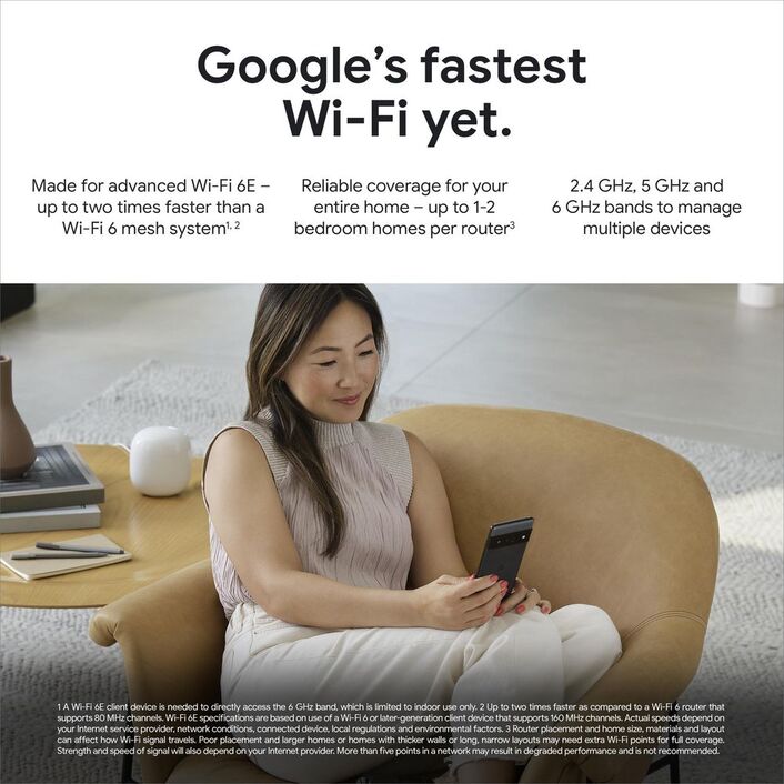 Google Nest Wifi Pro Home Mesh Wi-Fi 6E System White 3 Pack