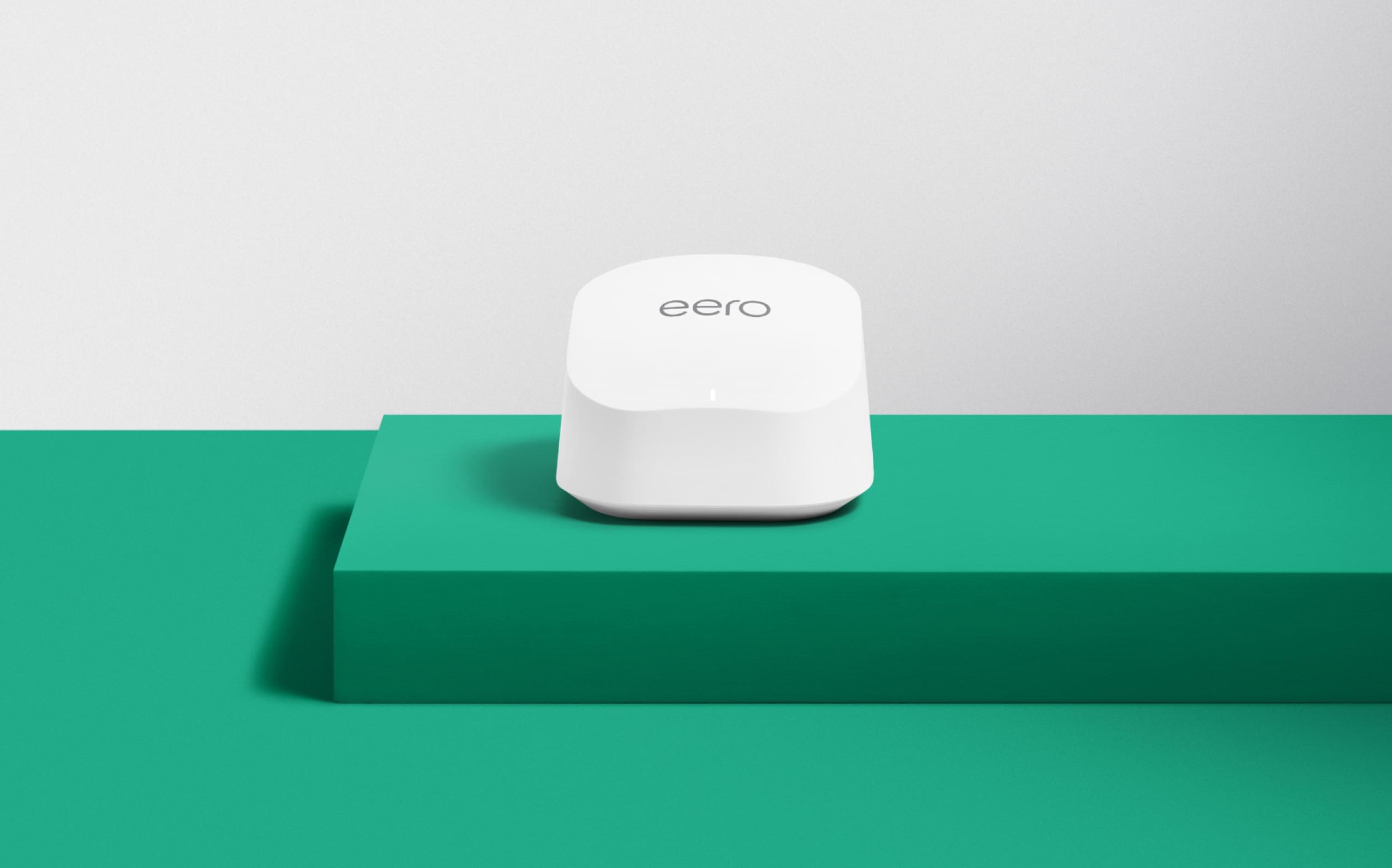 eero 6+ mesh Wi-Fi router; photo shows one router